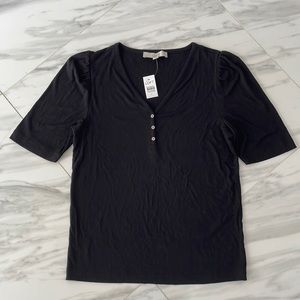 LOFT Women’s Short Sleeve V-neck Top Size L New with tag Black